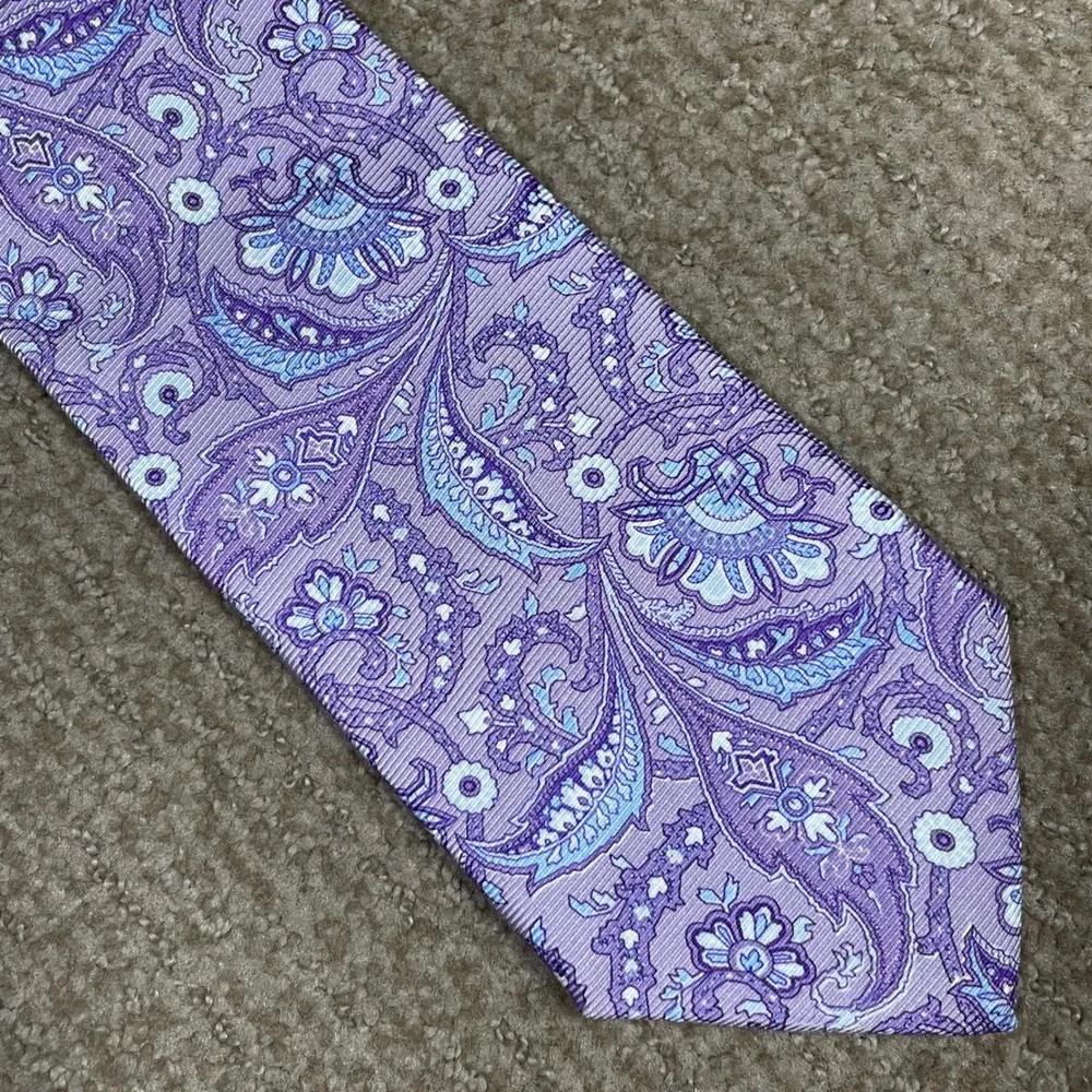 Brooks Brothers Makers Tie Mens Wedding Purple Blue Silk Paisley Classic Formal